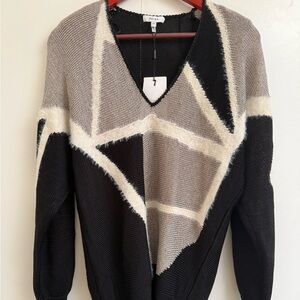 Reiss Black and Cream Patterned Sweater.